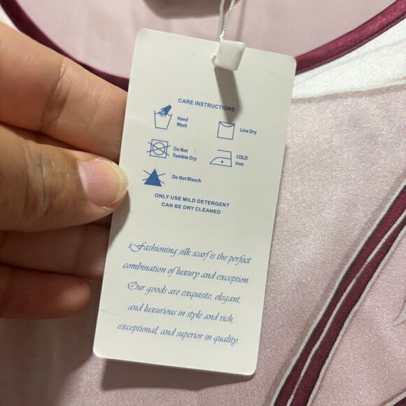 NWT Freedom Silk Peony Printed Rosy Pink Silk Kaftan With Trimming L Boat Neck - Picture 11 of 12